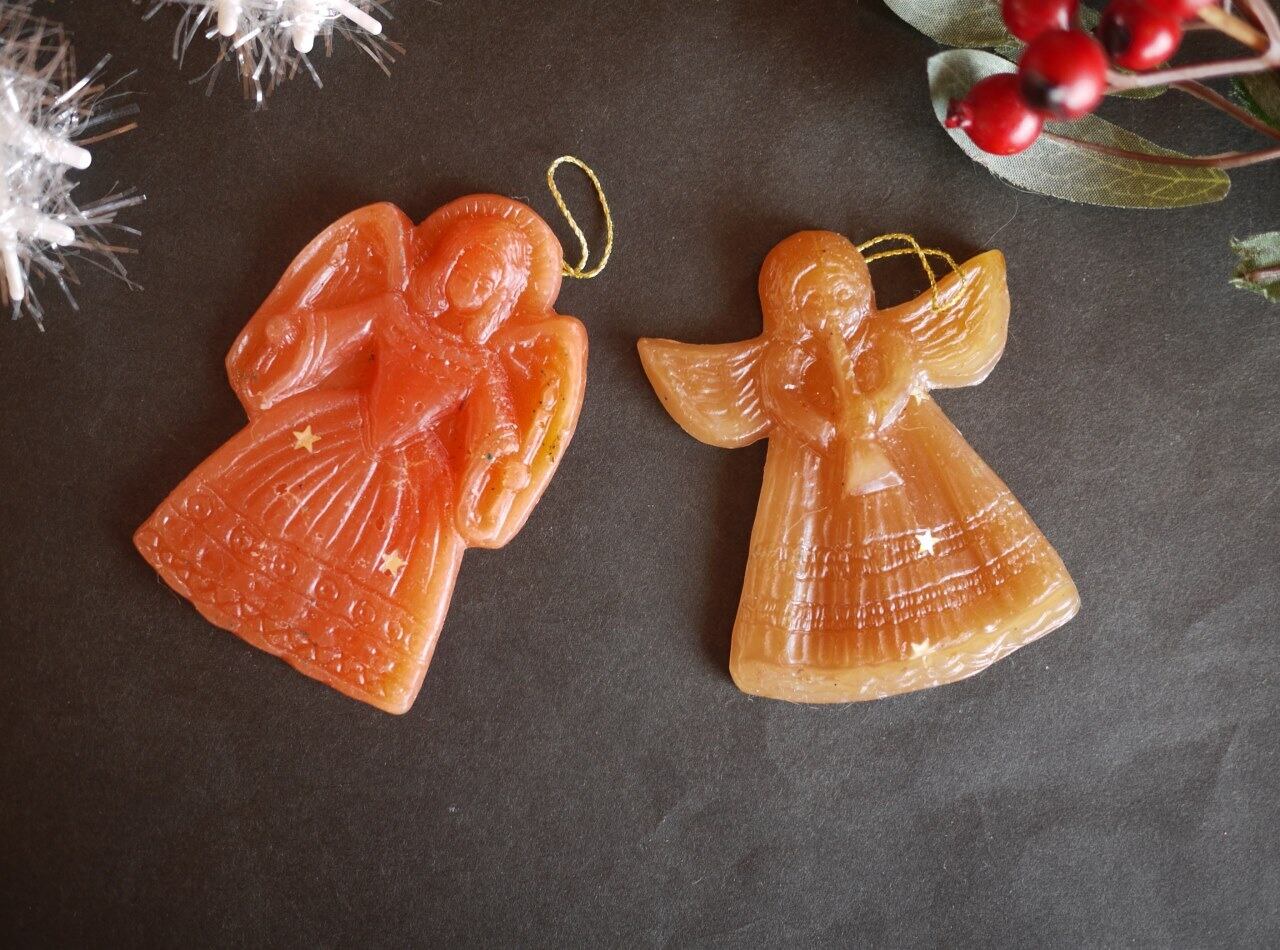 ヴィンテージドイツ 蜜蝋オーナメント 2人天使