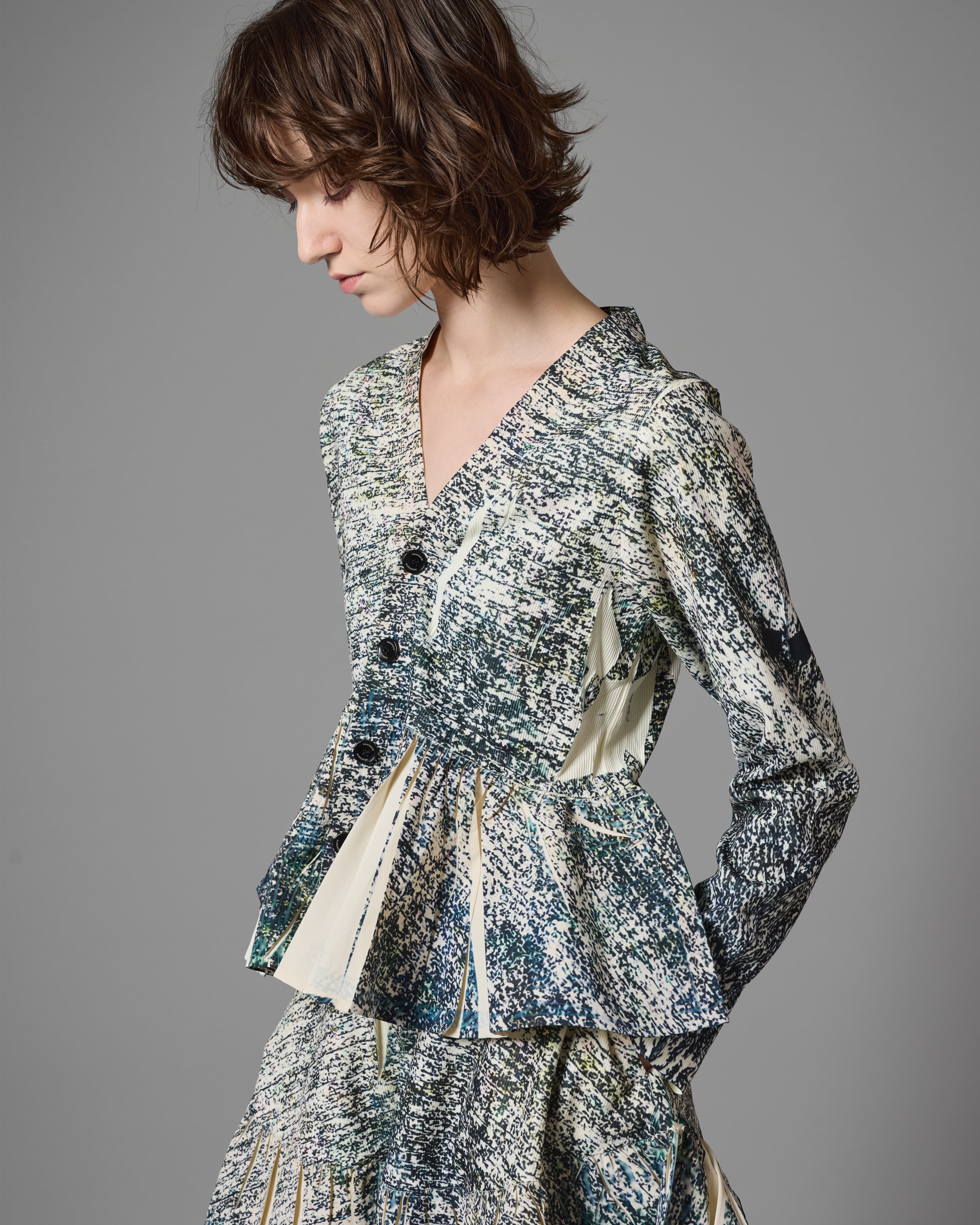 NON TOKYO ノントーキョー】 / DIRECT PRINT RIB GATHER CARDIGAN