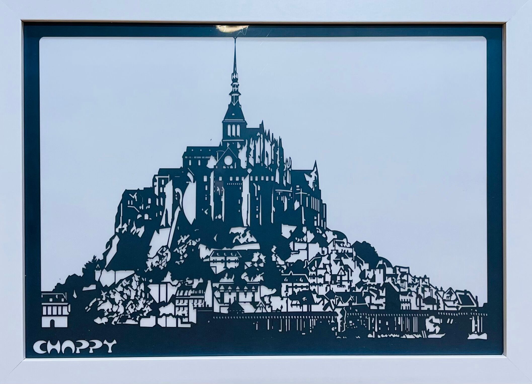 A4サイズ「モンサンミッシェル」切り抜き絵 フレーム付き | chappy