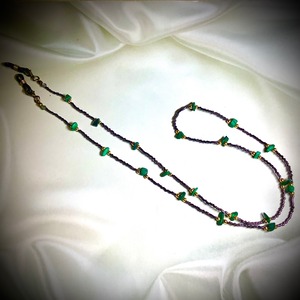 さざれ石　マラカイト　メガネチェーン