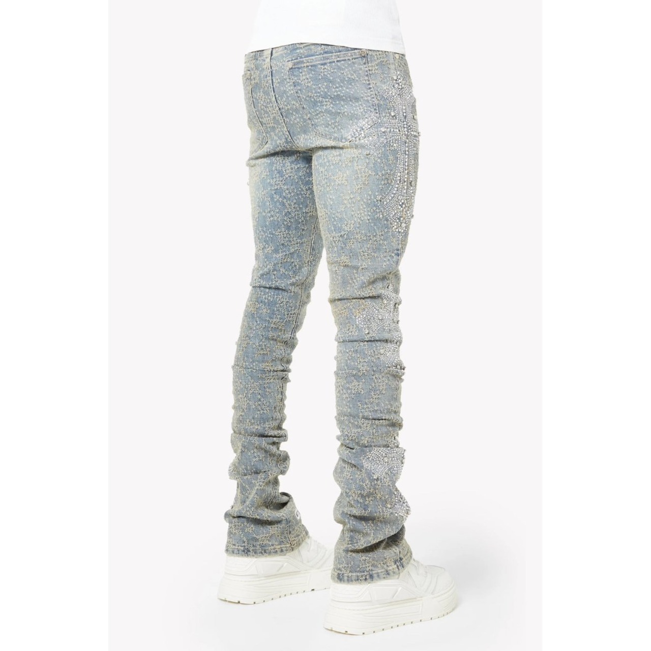 GUAPI / vintage blue distressed cross denim_2