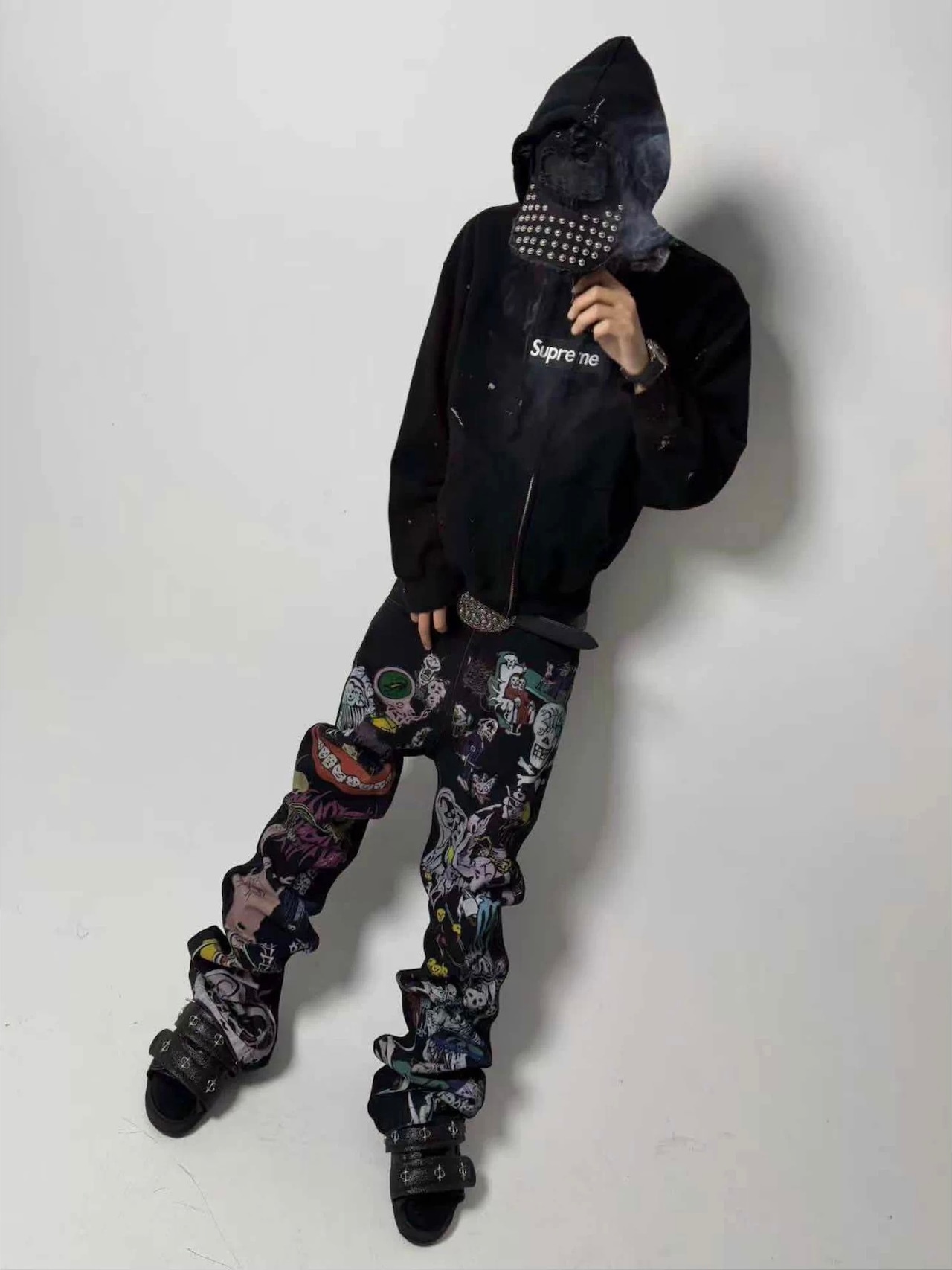 【CinderVein】Fringe Rivet Denim Cap