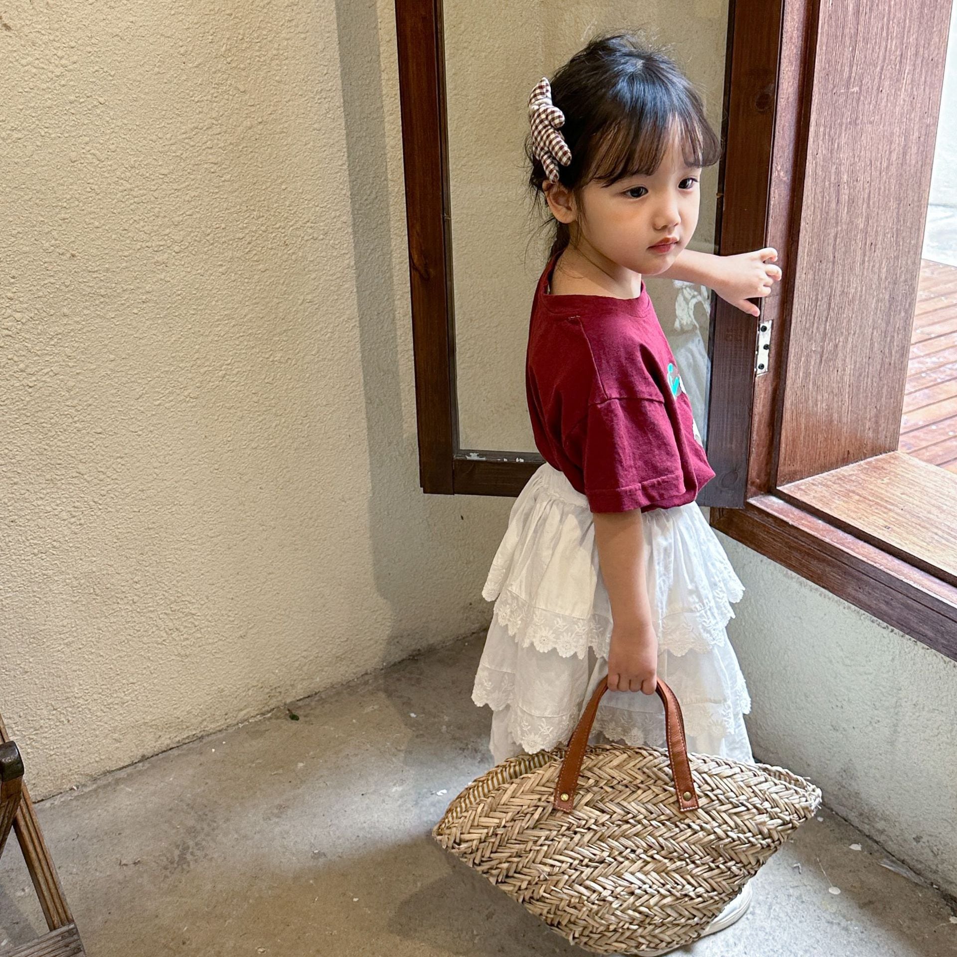 取寄》 フラワーティアードロングスカート QQMM 2024夏 韓国子供服