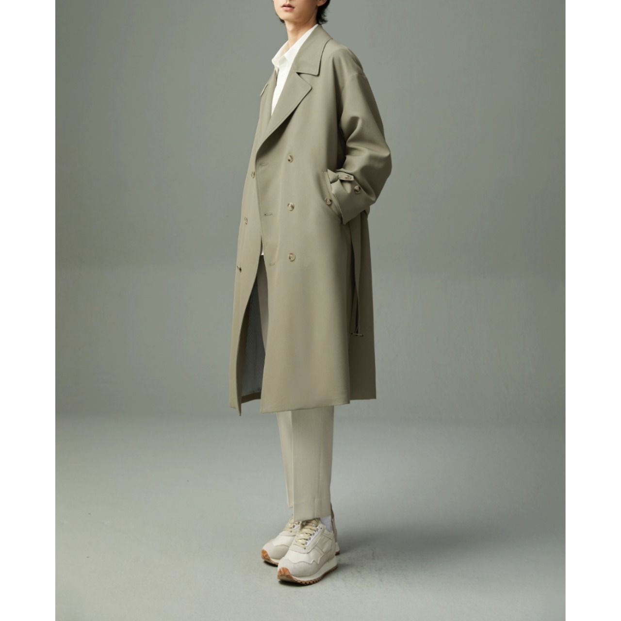 ダブルブレスト ロング丈 オーバーサイズコート af0376