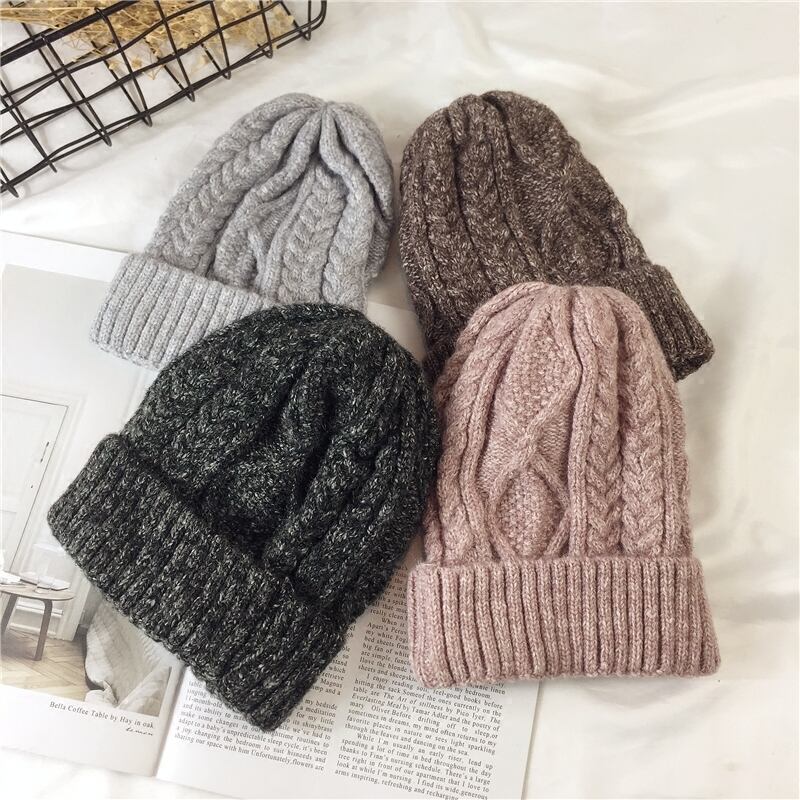 ツイストニット帽男性と女性カジュアルオールマッチウール帽子冬の暖かさ耳保護コールドハット潮愛好家の帽子 ブラック・アイド・ピーズ16392552593