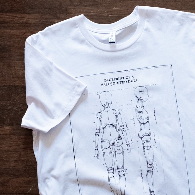 Tシャツ: 「Blueprint of a ball-jointed doll」白