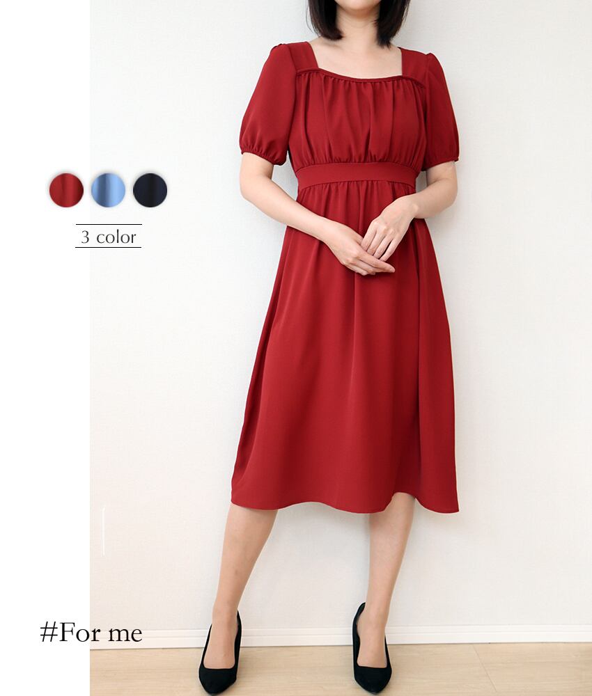 ハイウエストのウエストリボン付きワンピース_e0052103061