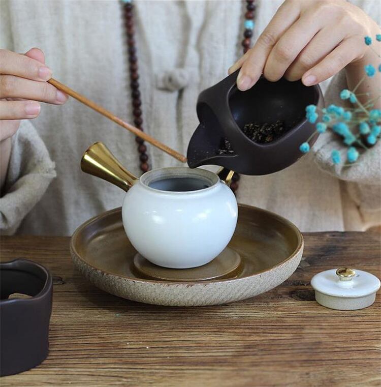 粗陶焼茶器 ほうじ茶炉体 温茶 燻茶缶 茶葉提香器 醒茶器 香器 陶磁器