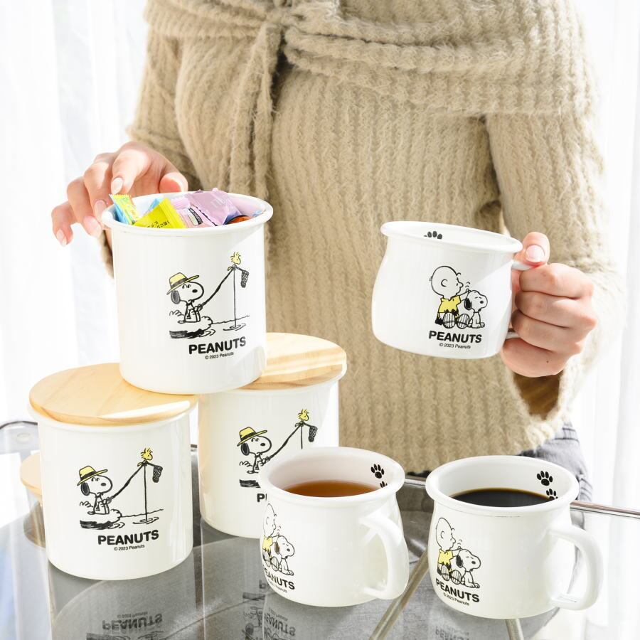 スヌーピー 大小ホーロー缶 スヌーピー ブレイクタイム ホーロー