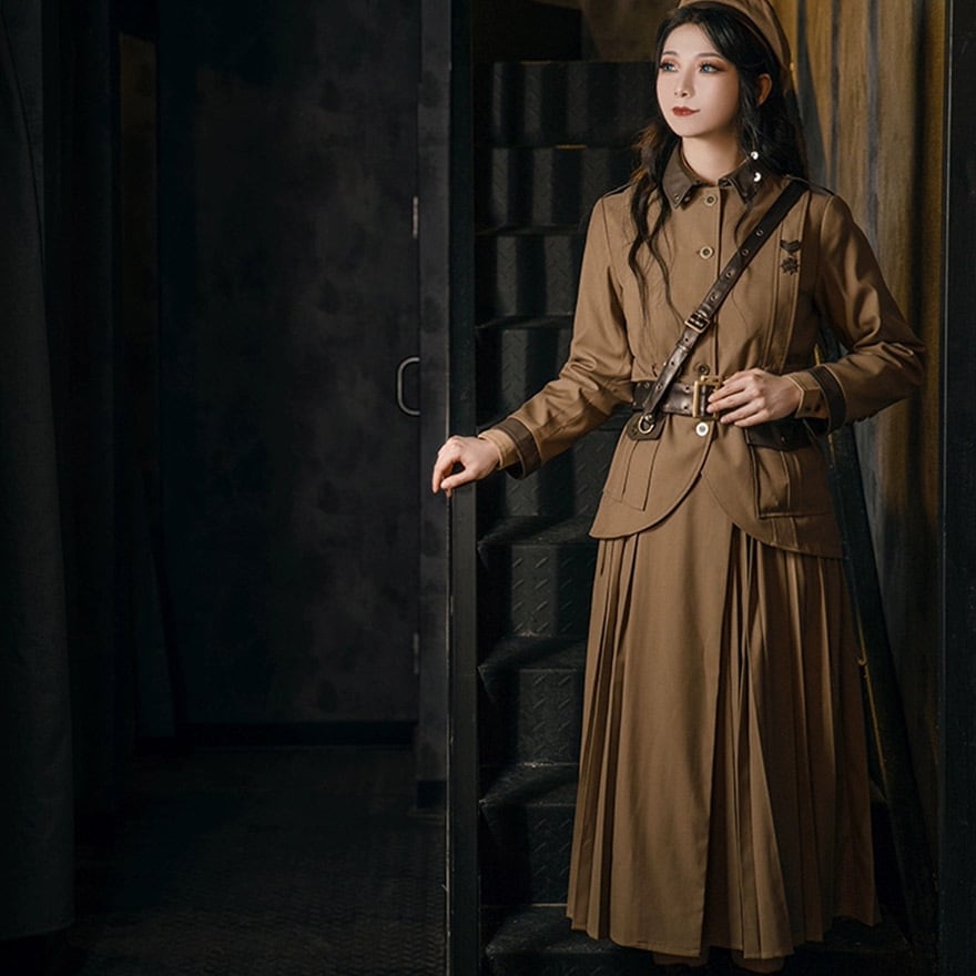 スチームパンク プリーツスカート 軍服 ミリタリー ロリィタ コスチューム イベント 舞台衣装