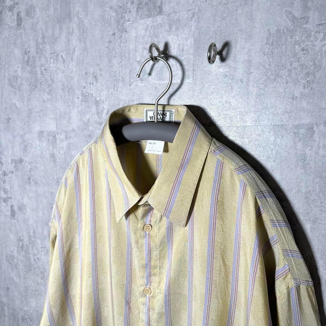【粋美な縞柄襯衣】 グッチ シャツ ミケーレ期 ストライプ 鉢刺繍 希少 正規品 粋美な縞柄襯衣】 グッチ シャツ ミケーレ期 ストライプ 鉢刺繍 希少