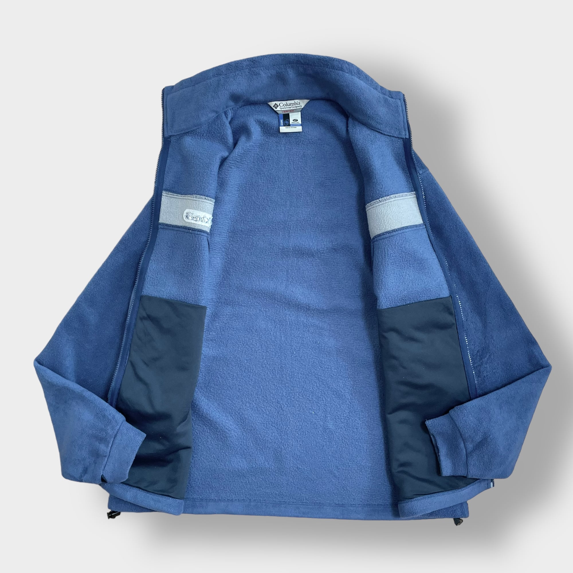 コロンビア メンズ ロゴ フリース ブルー M  90s 長袖 ジャケット