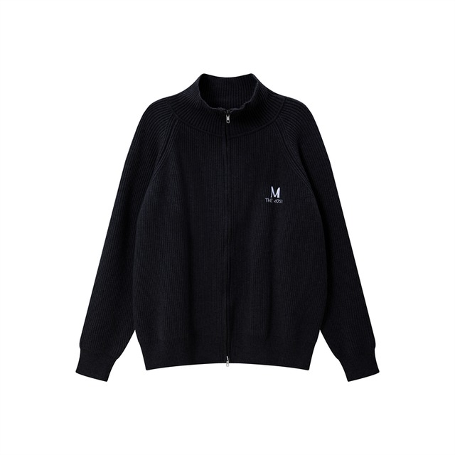 back logo knit zipper cardigan　バックロゴニットジッパーカーディガン　J1505