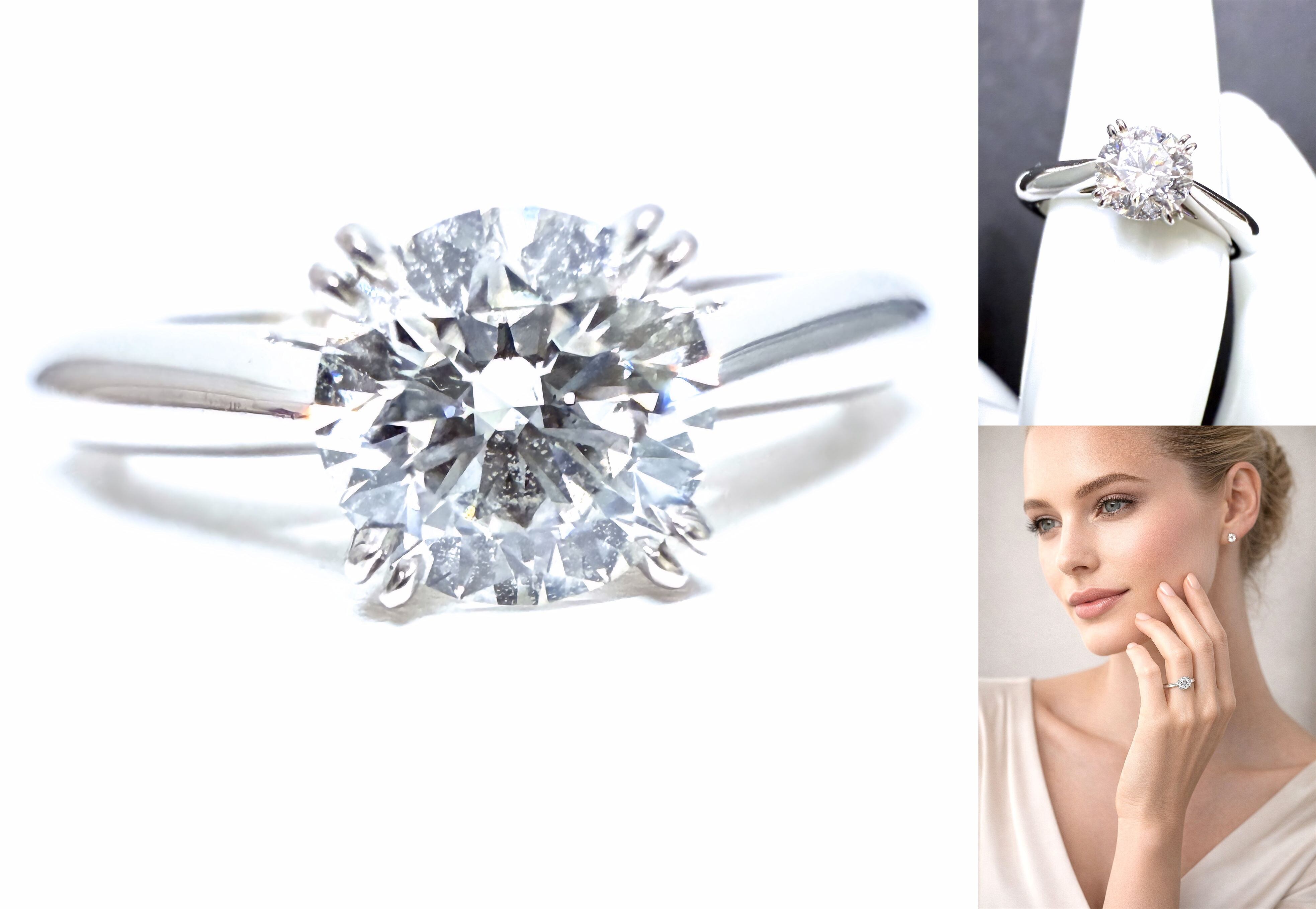 HARRY WINSTON ハリーウィンストン ラウンド ソリティア リング エンゲージメント 0.59ct 指輪