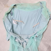 社交ダンス 衣装 チャコット Chacott スタンダードドレス ドレス ワンピース ペパーミント フリル プリーツ 日本製 レース パーティ 発表会 リボン ブルー 水色 緑 黄緑 ブルー系 グリーン系 フェミニン サイズS おしゃれ ダンス用 かわいい ボリューム感 軽やか