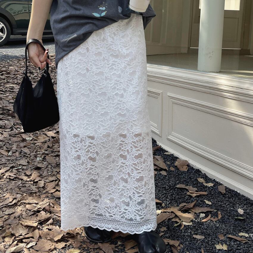 lace tight long skirt J00094