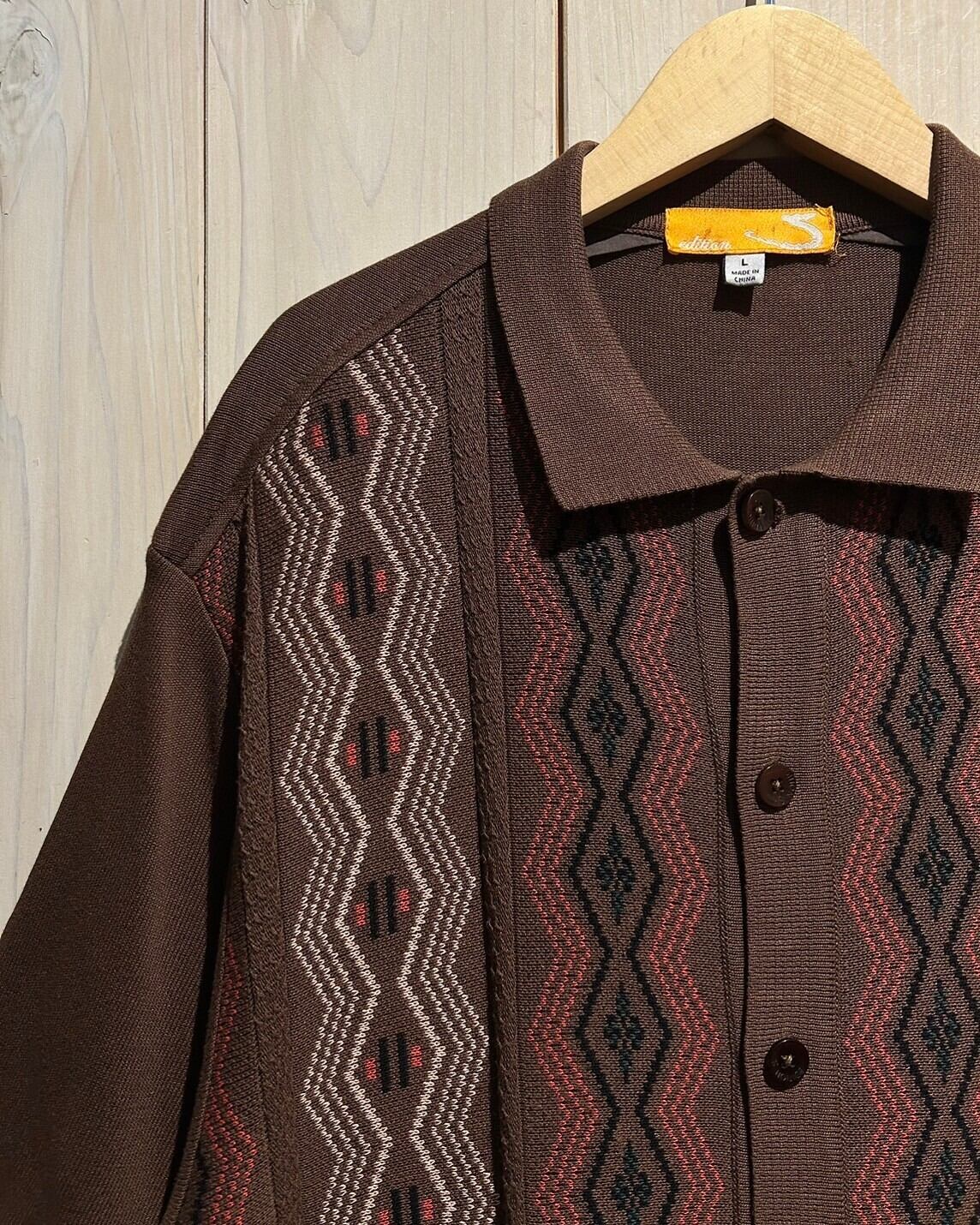 a.k.a.C.a.k.a vintage】Zigzag Design Vintage Loose S/S Knit Shirt 