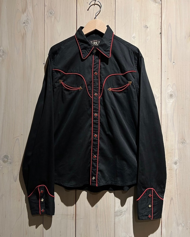 【a.k.a.C.a.k.a vintage】"RRL" Black × Red Color L/S Western Shirt