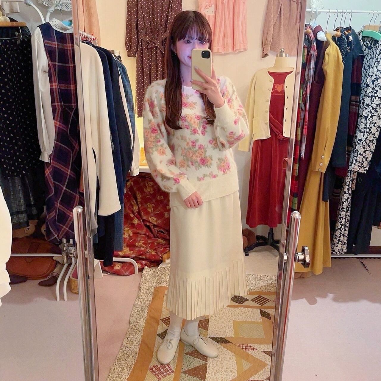 pink rose angora knit sweater