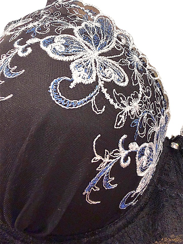 GHカップ【759203ブラック】バタフライの刺繡ブラ