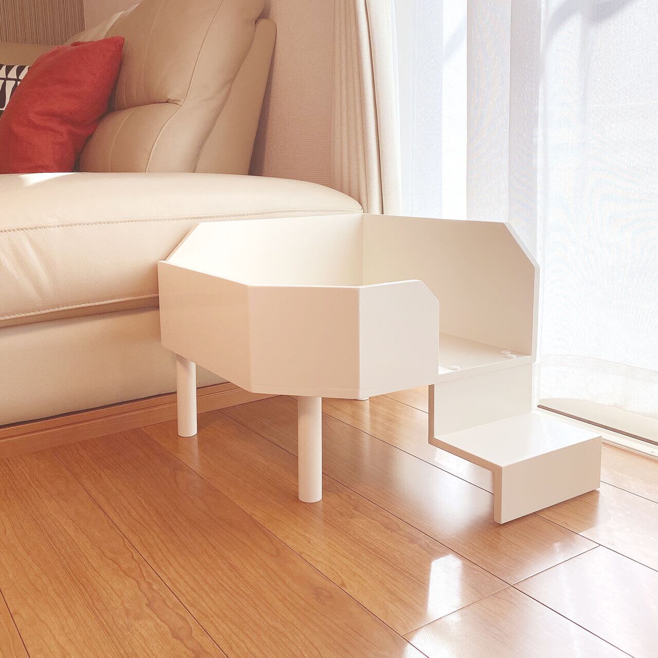 【2025.08.05お客様オーダー商品】 LOFT -onestep- M (おしゃれ ホワイト ベット 室内 犬小屋 小型犬 中型犬 木製 日本製 白 チワワ Mダックス 猫 cat)