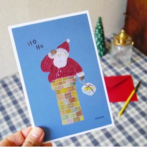 刺繍サンタのクリスマスカード（封筒セット）