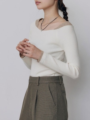 Bicolor Layered Off-Shoulder Knit / IVORY