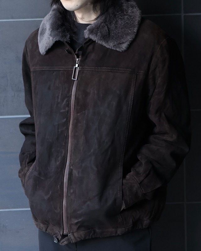 zip-up fur blouson