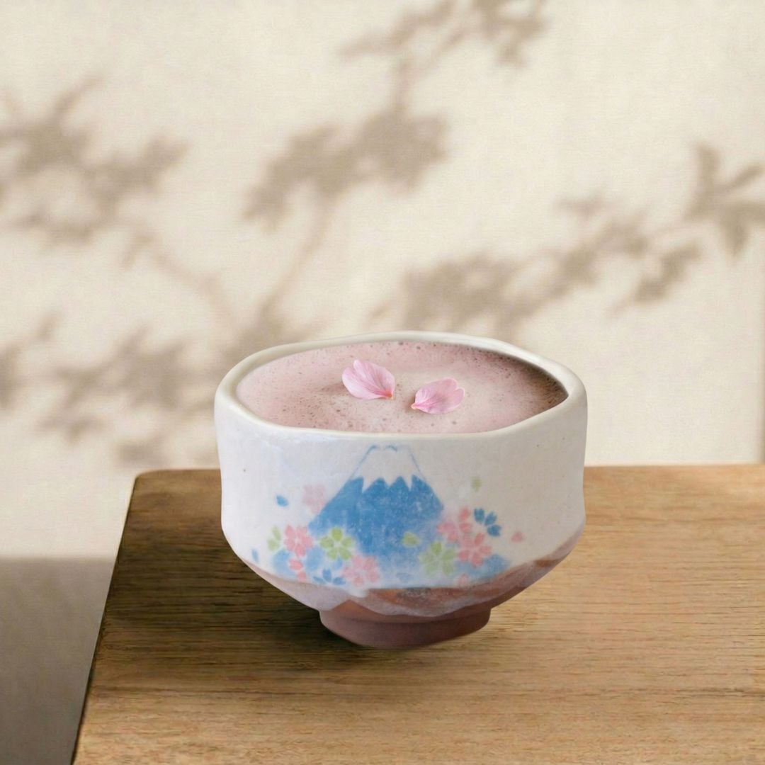 抹茶スターターセット｜富士山 桜 ミニ抹茶碗（美濃焼・日本製）＋ミニ