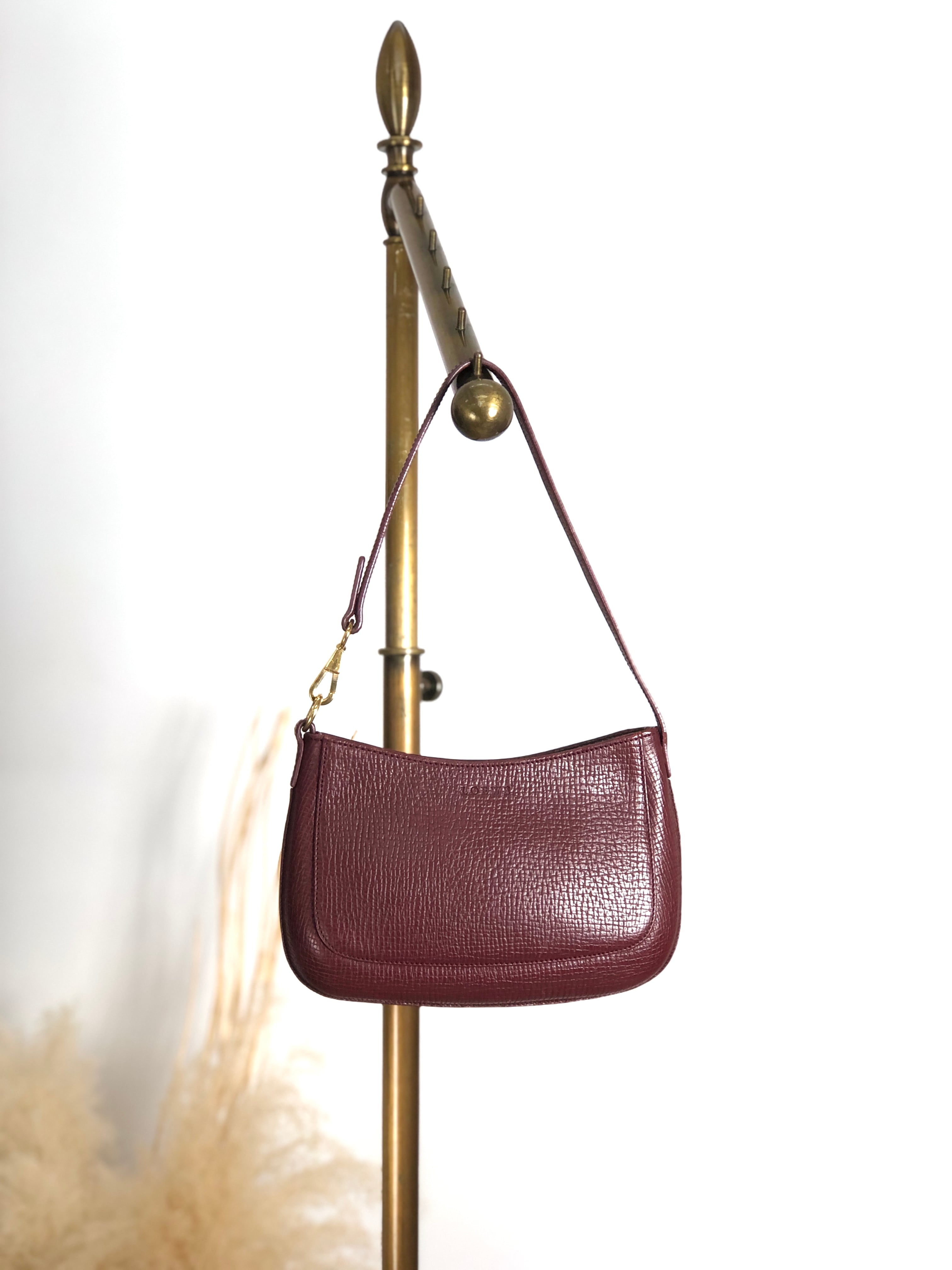 LOEWE ロエベ ハンドバッグ ボルドー ロゴ レザー 型押しレザー ミニ