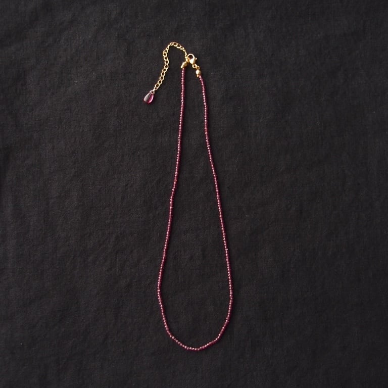 再入荷【K14gf】Colored Stone Plane Necklace/Rhodolite Garnet・ロードライトガーネットネックレス