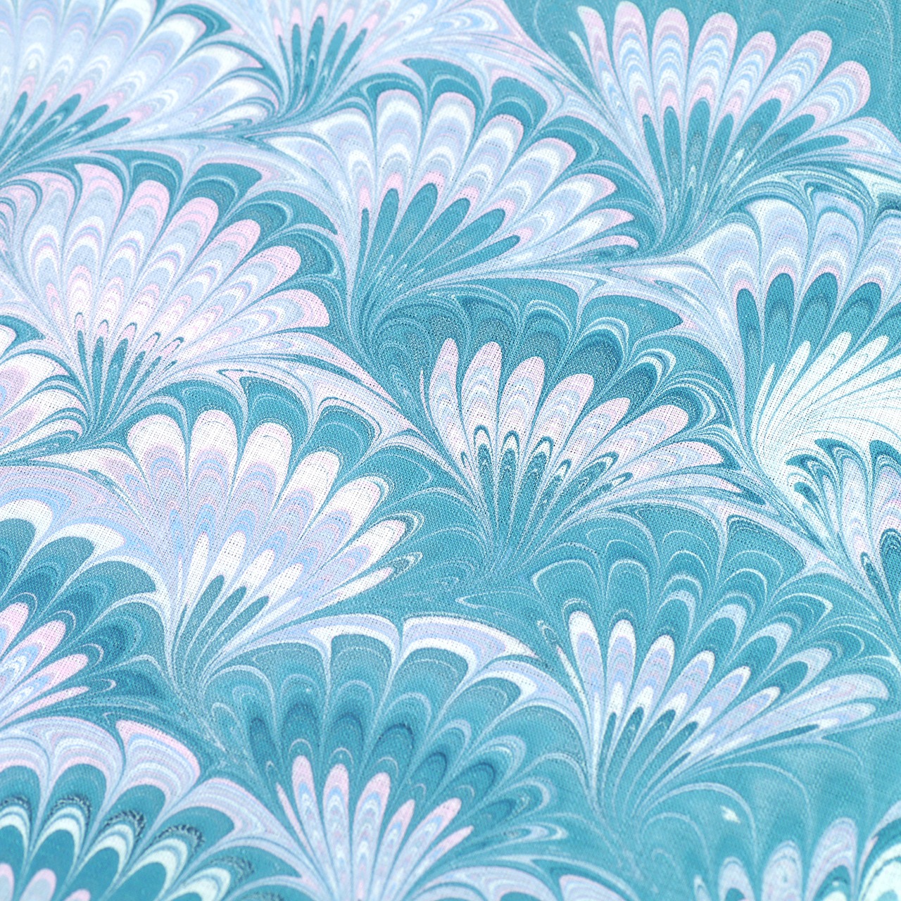 ❤︎suminagashiリバーシブル半巾帯  ハート墨流し［ 孔雀青×sunset　花火柄 ］ハートチェーン