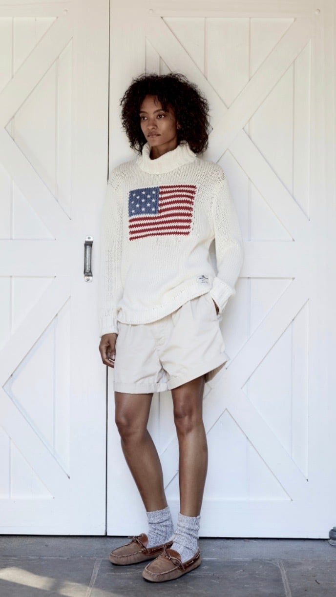 DENIMIST -American Flag Turtleneck Sweater- : Ecru