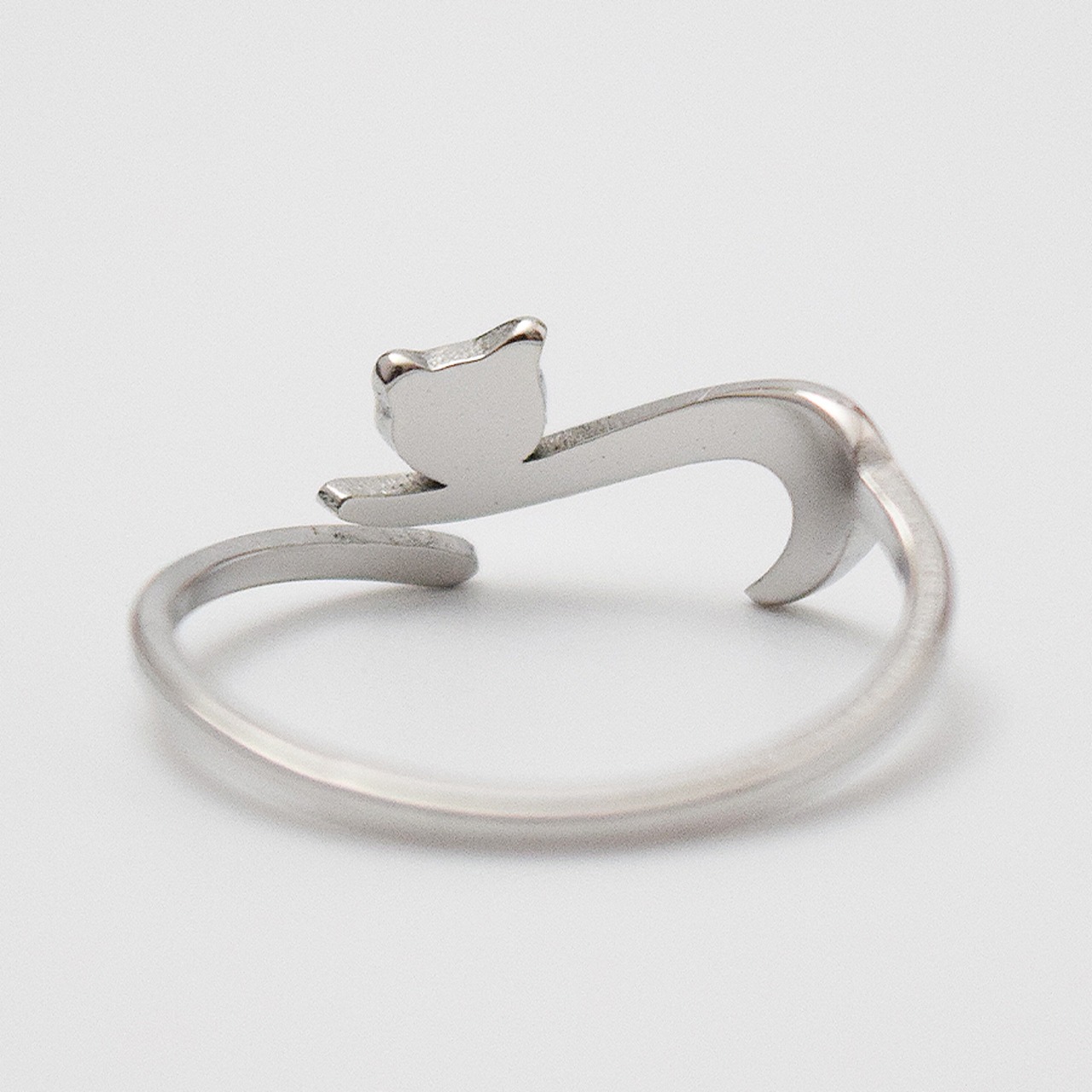 キャットフラットシルエットナローステンレスフリーリング