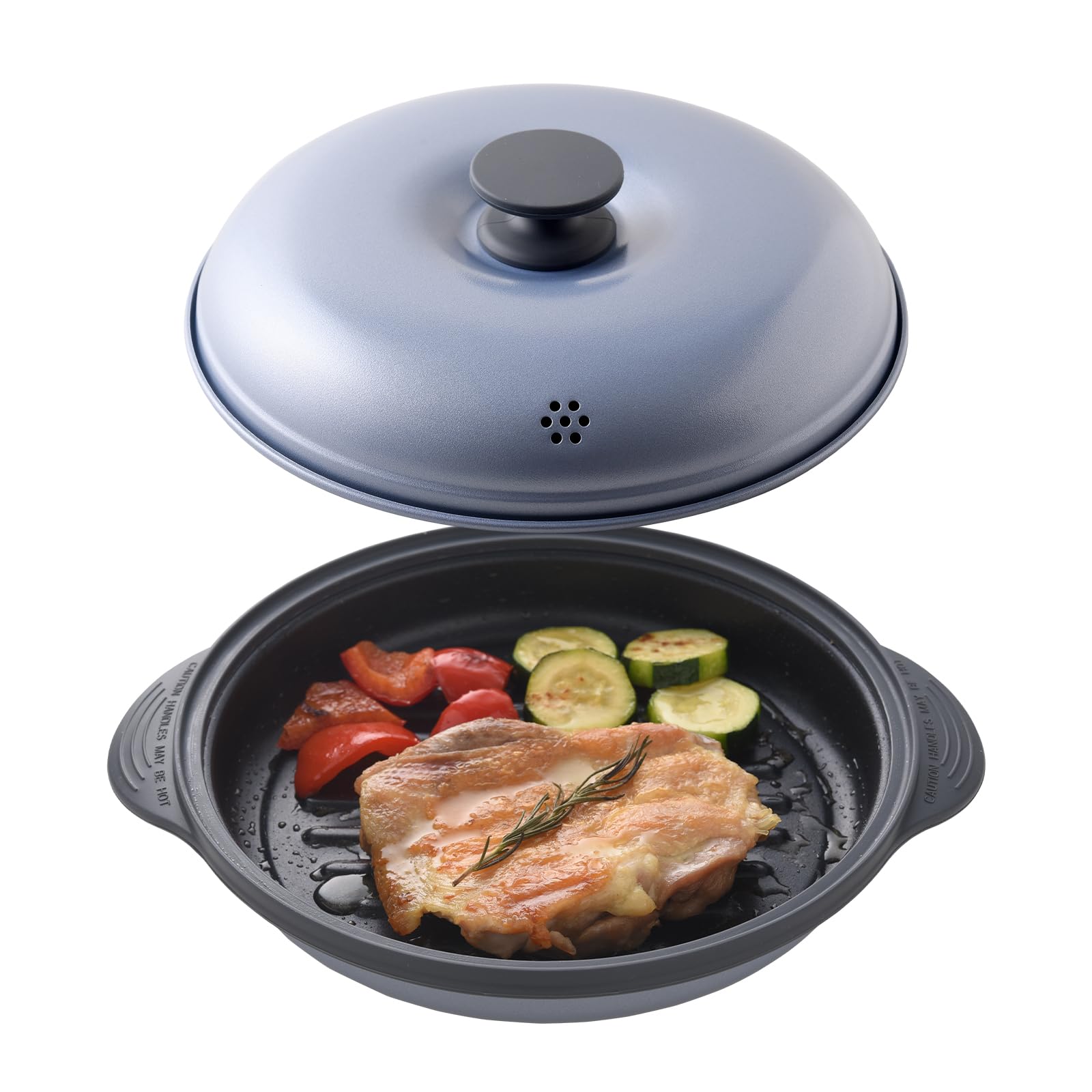 【特価処分】エニーシング 電子レンジ調理器 レンチンマジックグリル 茹でる 蒸す 焼く 後片付けが楽 万能 丸形 レシピ付 RCMG-01