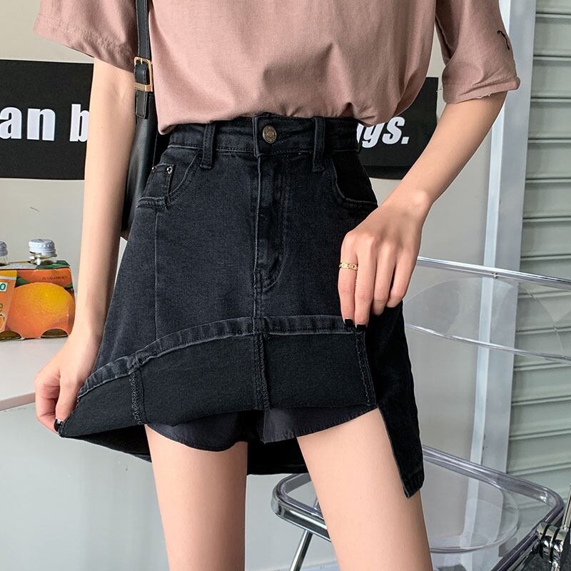 薄手スカート ブラックサマーハイウェストAライン 夏物 YY-ファッション87314147769