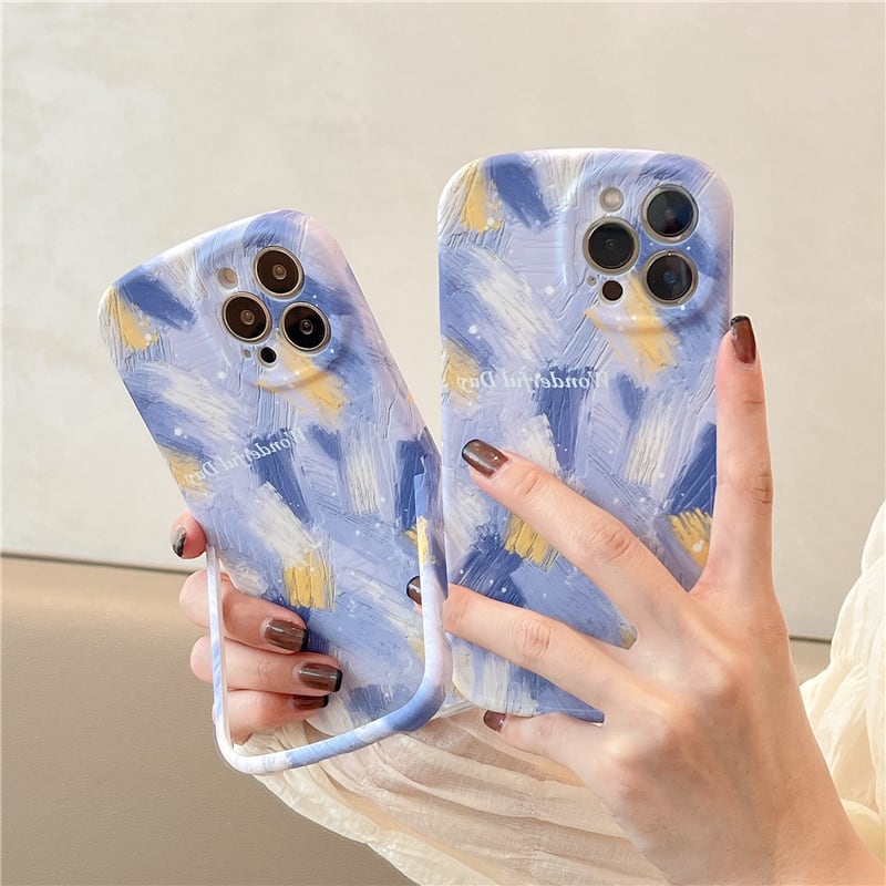 よく見るとスタンド付き!おしゃれ ペイント風 ソフトラバー カメラレンズ保護 iphone スマホケース ND-14642