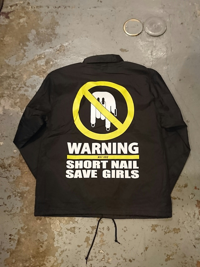 MATFREQ "WARNING SHORT NAIL SAVE GIRLS COACH JACKET" Black Color