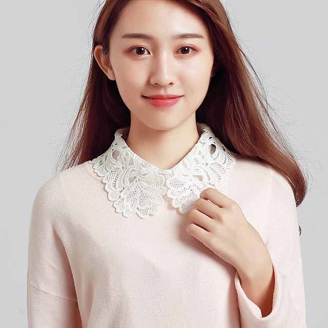 【在庫処分】[Suerba] レース 付け襟 花柄 シャツ ブラウス 偽襟 重ね着風 つけ襟 レイヤード お洒落