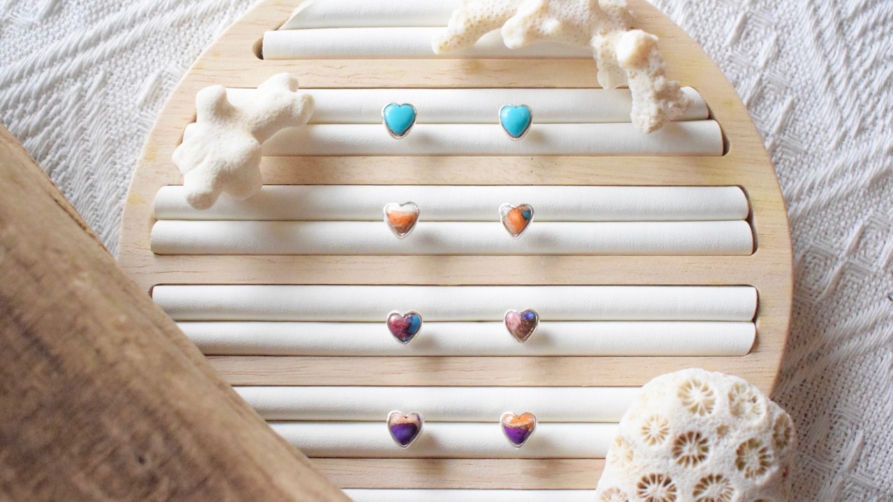 Orange copper turquoise heart pierce 《silver925》【受注製作】