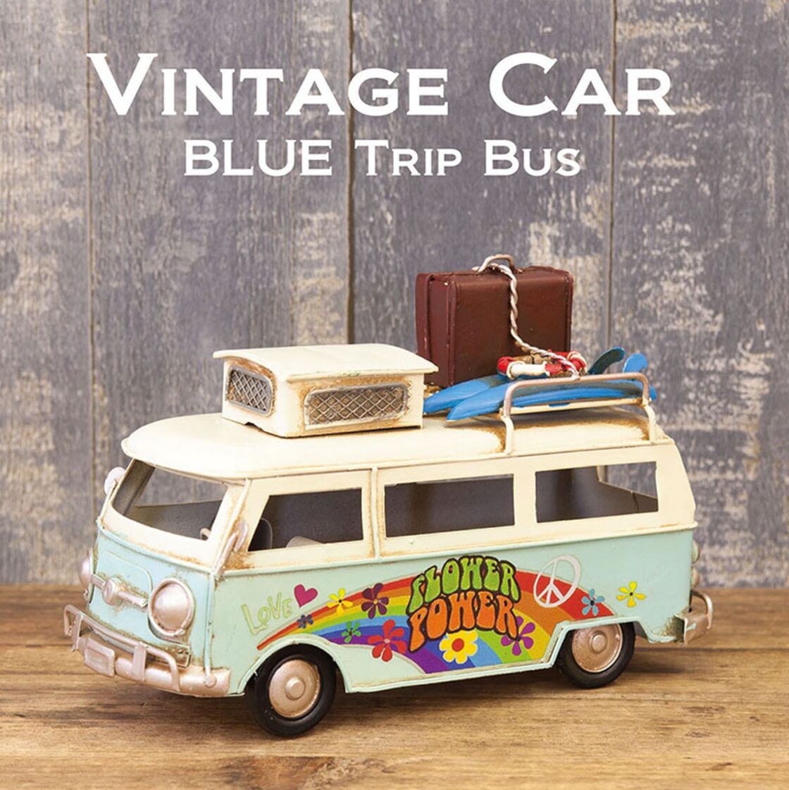 ヴィンテージカー BLUE Trip Bus ・ブリキ ミニカー バス アンティーク 