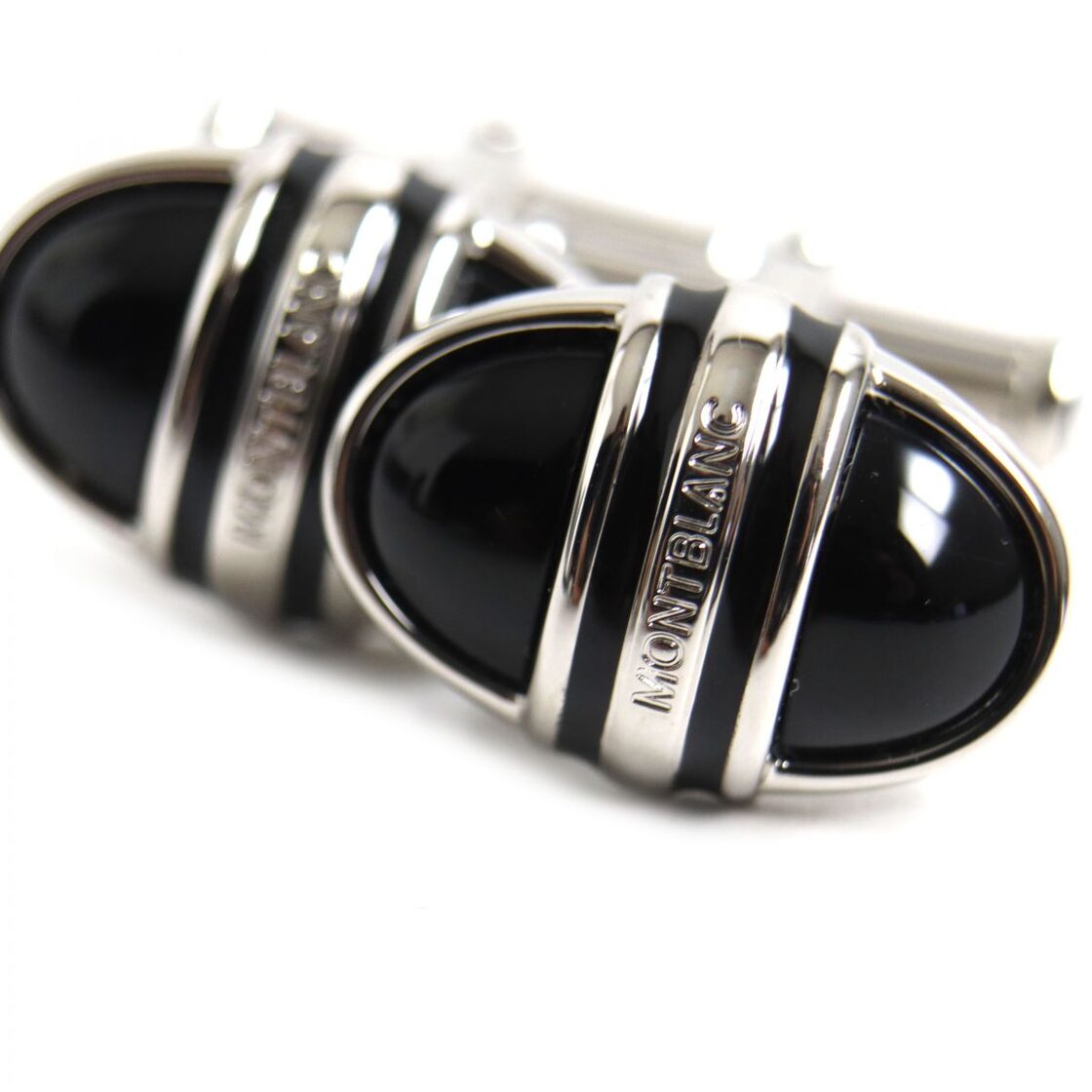 極美品▽MONTBLANC モンブラン ロゴ入り ホワイトスター カフリンクス  