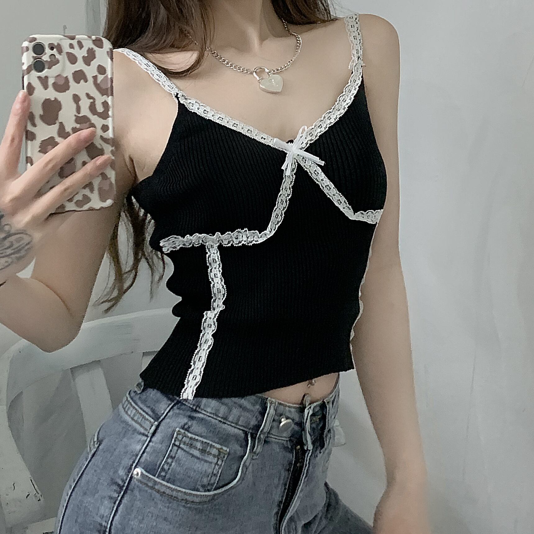 サマーレースショートニットトップス 夏物 ケッペル38542683783