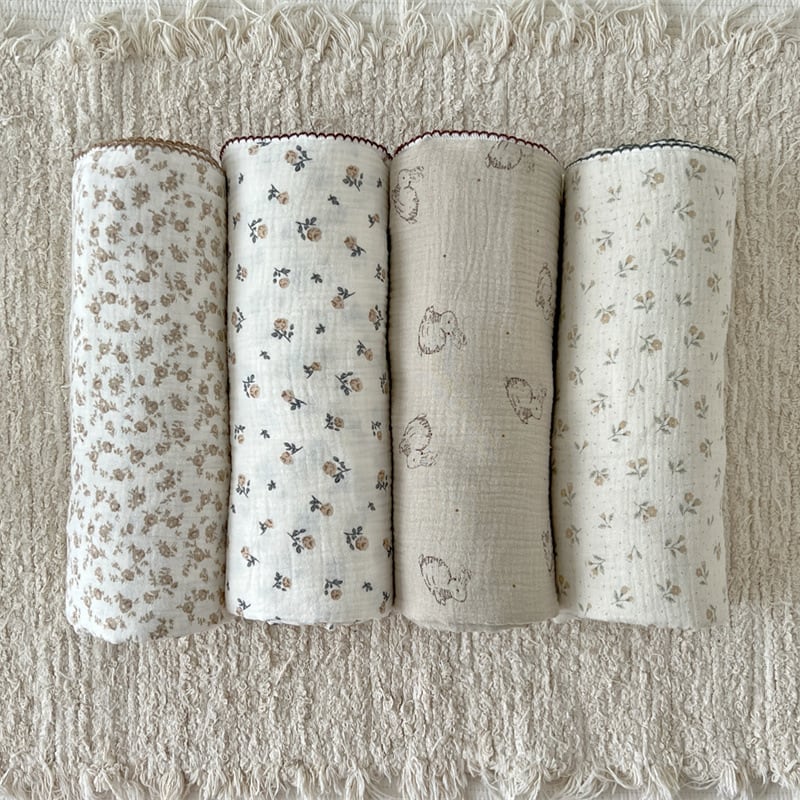 fuwara＊くるくるタオル244 fuwara ＊8重ガーゼくるくるタオル♡グレー小花柄