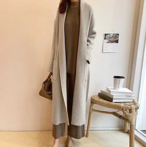 新作 2色 カーディガン ニット ニットカーディガン レディース ニットカーデ カーディガン 秋冬 ロングカーディガン ロング丈 ロングニット カーディガン ガウン カーディガン トッパーカーディガン 長袖 ウエストマーク 春 秋冬 無地 ゆったり 体型カバー 30代 40代