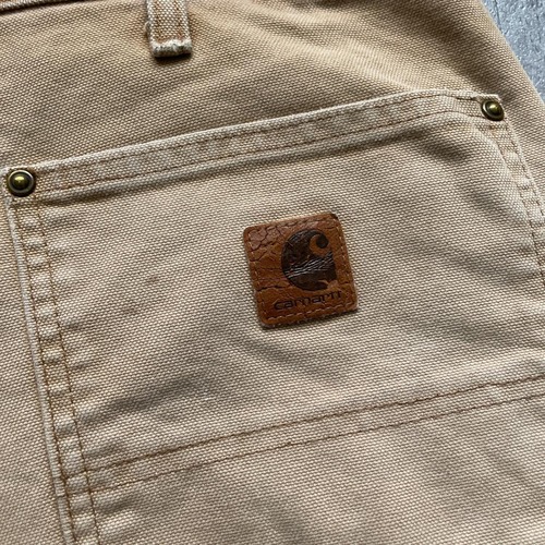 メキシコ製 ブラウン ダブルニー Carhartt B136 BRN 38×32 詳細写真2