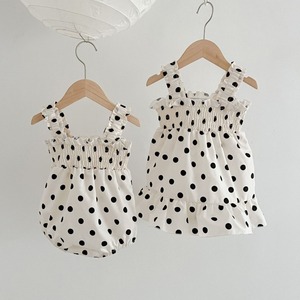【BABY】夏作ベビー ドット キャミソール ロンパース スカート セット
