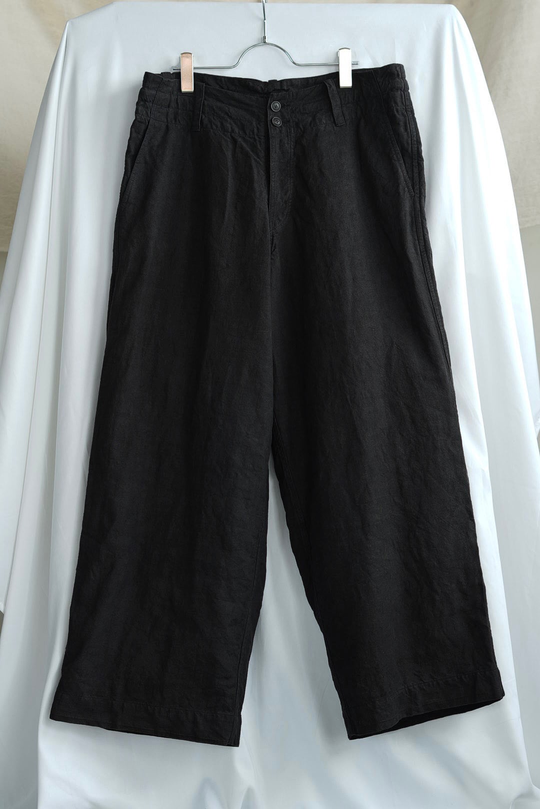 VINCENT JALBERT - VINTAGE FRENCH LINEN LARGE PANTS / BLACK