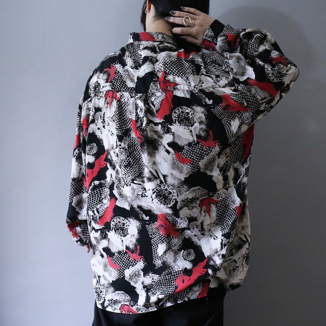 dark coloring art full pattern over silhouette shirt