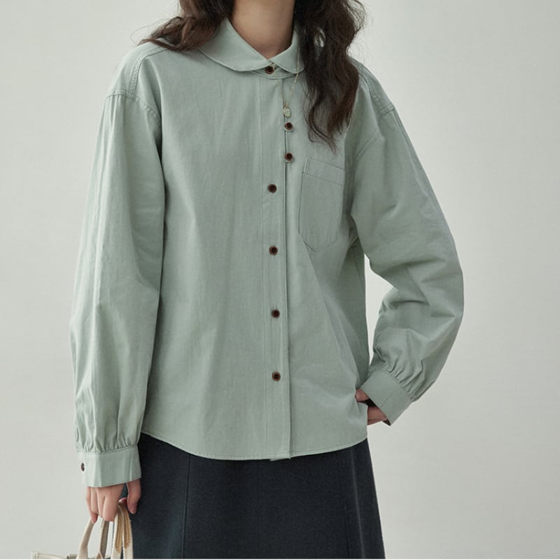 ドロップショルダーラウンドカラーシャツ M0721